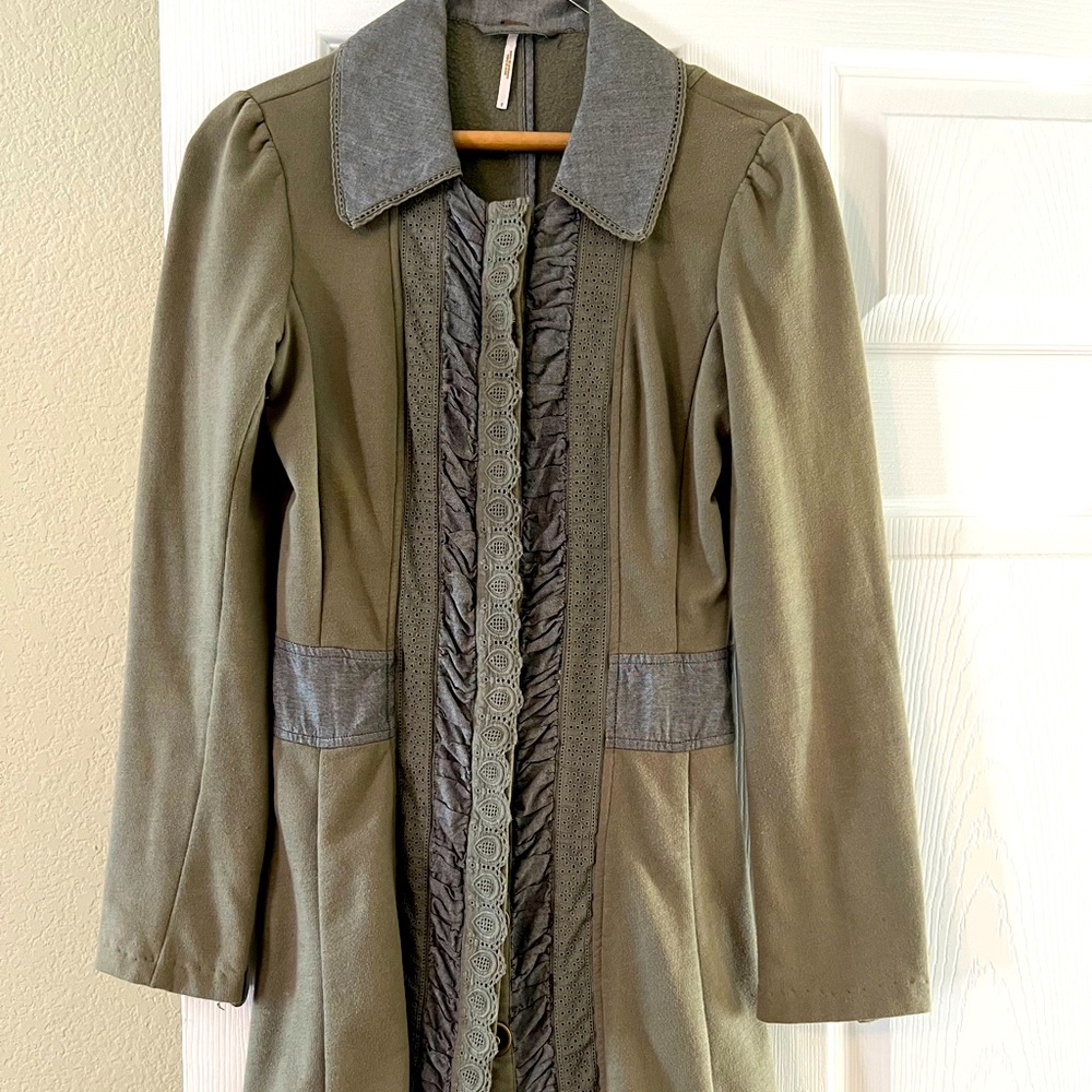 Free People Long Green Jacket!